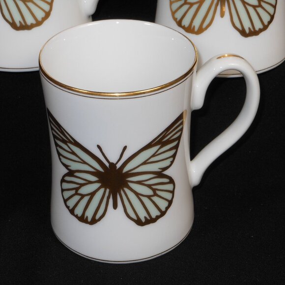 3  beautiful coffee mugs. Fitz and Floyd Japan Golden Butterfly - Picture 2 of 7